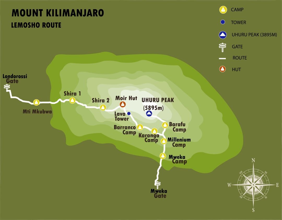 9 Days 8 Nights Kilimanjaro Trekking Lemosho Route